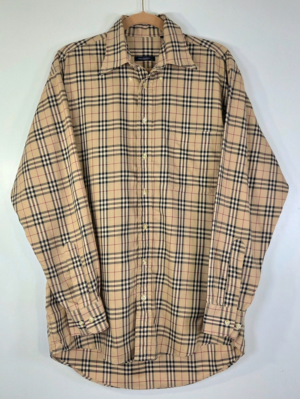 VINTAGE 90's BURBERRY LONDON NOVA CHECK BUTTON DOWN SHIRT.